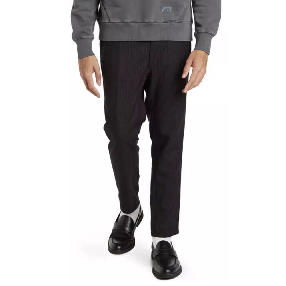STAMPD Men's Size 33 Black Pinstripe Side Striped Arden Ankle Cropped Pants NWT